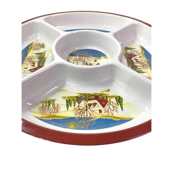 Christmas Winter Theme Divided Vegetable Chip Dip PARTY TRAY Melamine - Picture 3 of 11